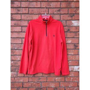 Chaps 1/2 Zipper Long Sleeve Pullover Fleece Size Large Orange Golf Top